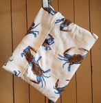 Microwave Potato Pouch / Bag - Natural Blue Crab Design - Locally Sewn