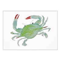 Natural blue crab watercolor art greeting card with envelope