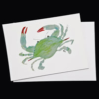 Natural blue crab watercolor art greeting card with envelope