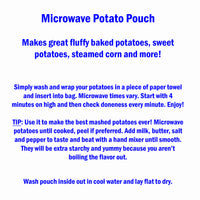 Microwave Potato Pouch / Bag - Natural Blue Crab Design - Locally Sewn