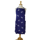Blue crab design full length adjustable apron in navy and white cotton