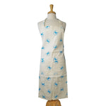 Tropical blue crab design full length adjustable apron in cream