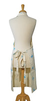 Tropical blue crab design full length adjustable apron in cream back