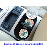 stone coasters in car cup holders example