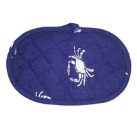 Crab pincher potholder blue crab design navy blue cotton back