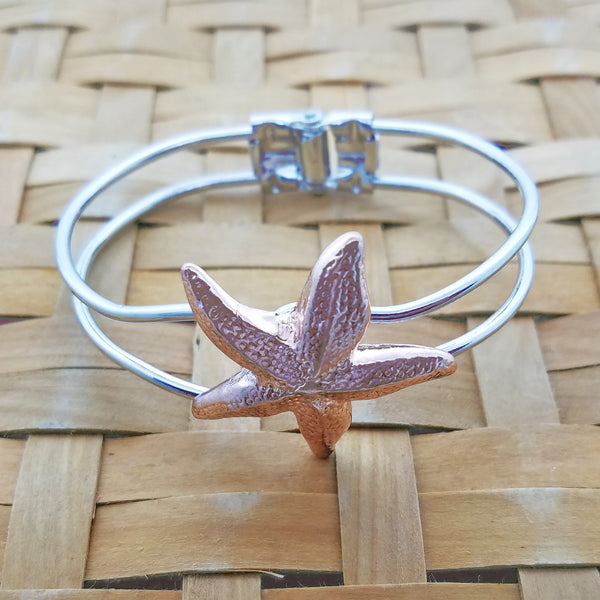 Starfish cuff adjustable blacelet - surgical steel and copper plated 