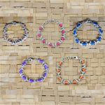 Crab link bracelets in surgical steel with copper plated or enameled shells