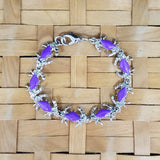 Crab link bracelet in surgical steel with purple enameled shells