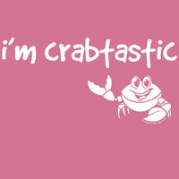 I'm crabtastic design short sleeve women's v-neck t-shirt in hot pink with cartoon crab