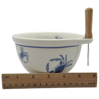 Crab design dip bowl with spreader made of vitrious china size measurement