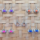 Crab dangle earrings - surgical steel with copper plated or enameled shell