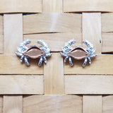 Crab post earrings - surgical steel with copper plated shell