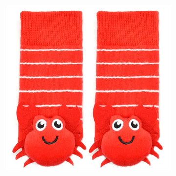 red with wihite stripes crab rattle toes baby socks