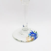 Crab hand painted stemmed wine glass blue crabs base